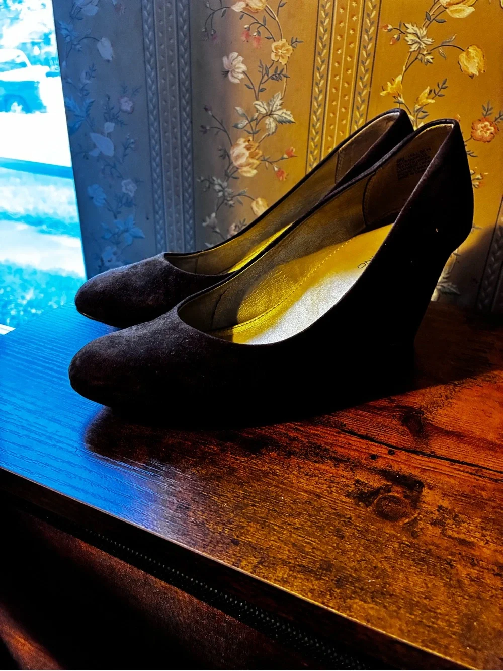 Bandolino Dark Brown Suede Wedge Pumps